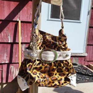 Kathy Van Zealand Leapard Handbag with Keychain
